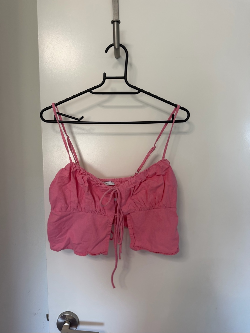 Bershka Pink Drawstring Crop Cami Top